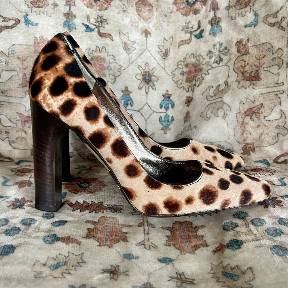 Dolce & Gabbana Y2K 2000’s Leopard Print Pony Chepardo Square Toe Heels - Picture 2 of 14